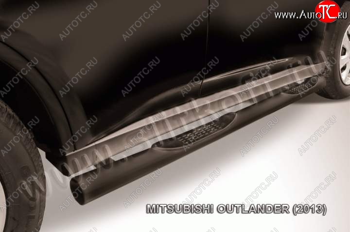 13 749 р. Защита порогов Slitkoff  Mitsubishi Outlander  GF (2012-2014) дорестайлинг (Цвет: серебристый)  с доставкой в г. Краснодар