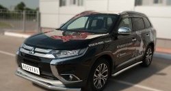 15 299 р. Защита порогов из круглой трубы диаметром 63 мм (рестайлинг) Russtal Mitsubishi Outlander GF 2-ой рестайлинг (2015-2018) (Защита порогов с со скосами на торцах (вариант 1))  с доставкой в г. Краснодар. Увеличить фотографию 4