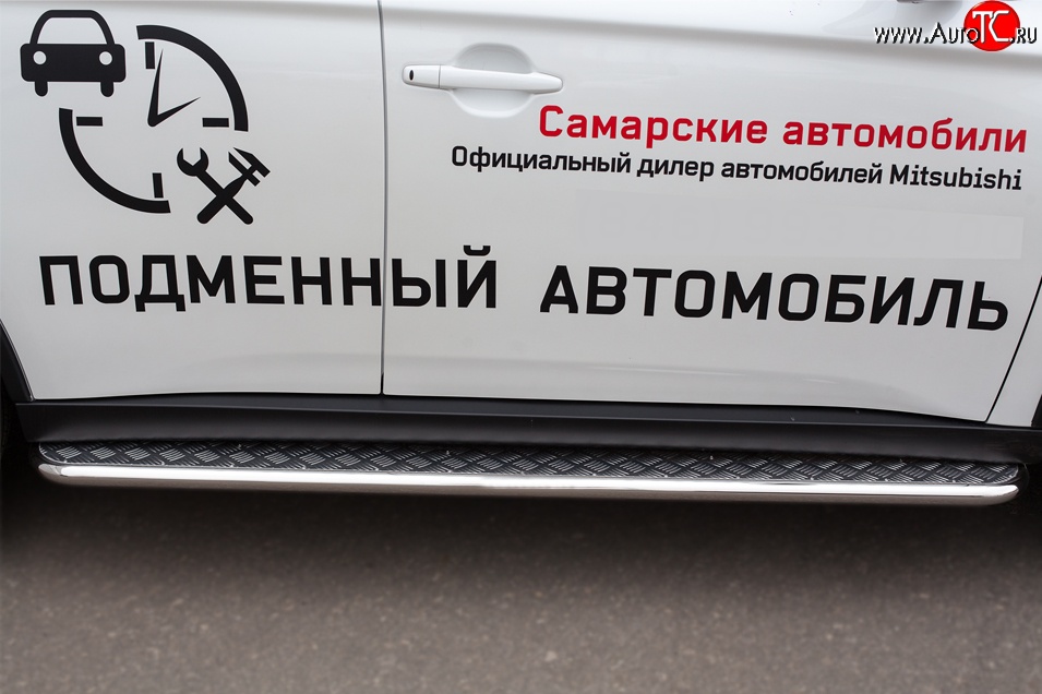 24 649 р. Широкая защита порогов (рестайлинг) SLITKOFF  Mitsubishi Outlander  GF (2014-2016) 1-ый рестайлинг  с доставкой в г. Краснодар