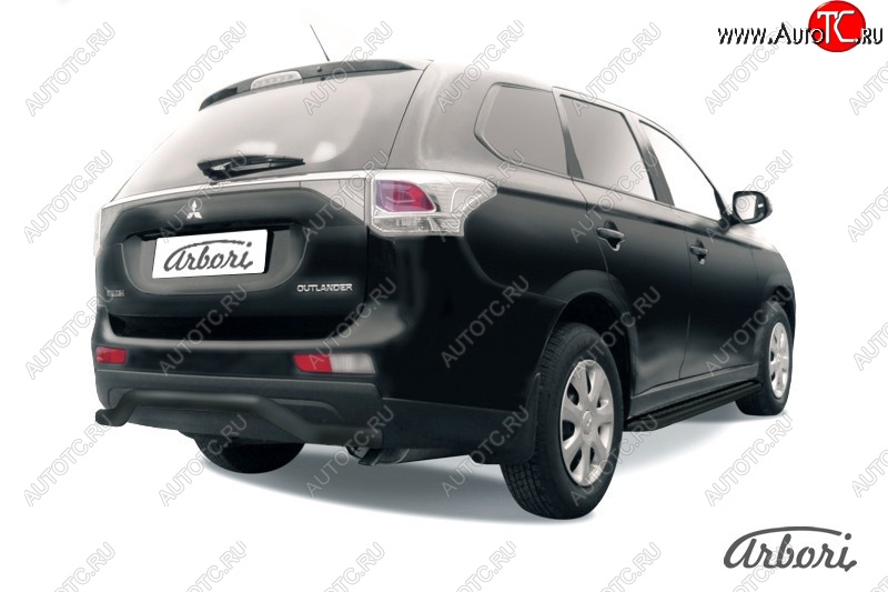 6 209 р. Защита заднего бампера Arbori (волна, черная, 1 труба d57 mm). Mitsubishi Outlander GF дорестайлинг (2012-2014)  с доставкой в г. Краснодар