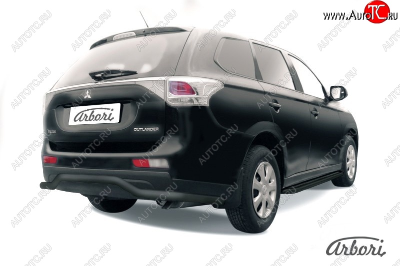 6 929 р. Защита заднего бампера Arbori (длинная, черная, 1 труба d57 mm). Mitsubishi Outlander GF дорестайлинг (2012-2014)  с доставкой в г. Краснодар