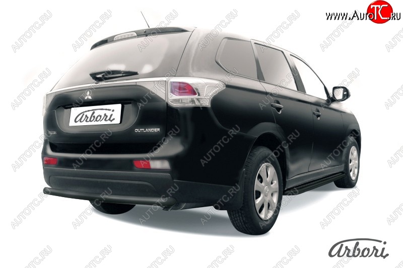 5 399 р. Защита заднего бампера Arbori (уголки, черная, 1 труба d57 mm). Mitsubishi Outlander GF дорестайлинг (2012-2014)  с доставкой в г. Краснодар