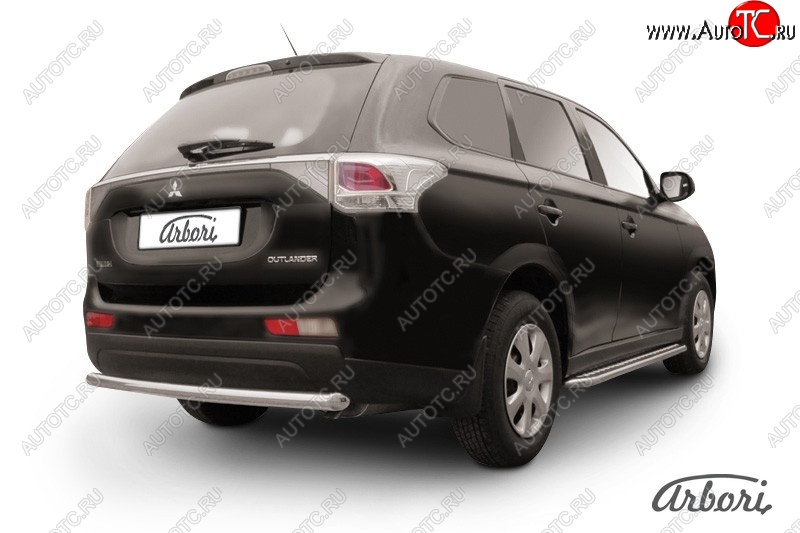 8 909 р. Защита заднего бампера Arbori (нержавейка, 1 труба d57 mm). Mitsubishi Outlander GF дорестайлинг (2012-2014)  с доставкой в г. Краснодар