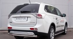 18 749 р. Защита заднего бампера (Ø63 и 42 мм, нержавейка) SLITKOFF  Mitsubishi Outlander  GF (2014-2016) 1-ый рестайлинг  с доставкой в г. Краснодар. Увеличить фотографию 2