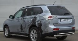 15 999 р. Защита заднего бампера (Ø63 и 42 мм, нержавейка) SLITKOFF  Mitsubishi Outlander  GF (2012-2014) дорестайлинг  с доставкой в г. Краснодар. Увеличить фотографию 4