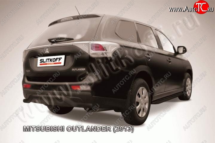 8 349 р. Защита задняя Slitkoff Mitsubishi Outlander GF дорестайлинг (2012-2014) (Цвет: серебристый)  с доставкой в г. Краснодар