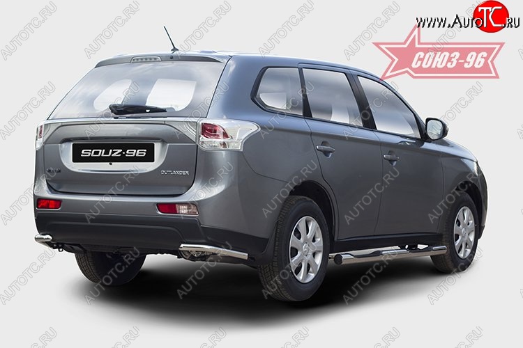 7 784 р. Защита заднего бампера из боковых уголков диаметром 42 мм SOUZ-96 Mitsubishi Outlander GF дорестайлинг (2012-2014)  с доставкой в г. Краснодар