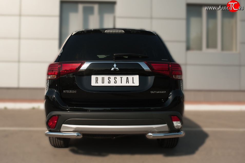 14 299 р. Защита заднего бампера (Ø63 мм уголки, нержавейка) SLITKOFF  Mitsubishi Outlander  GF (2014-2016) 1-ый рестайлинг  с доставкой в г. Краснодар