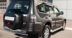 22 649 р. Защита заднего бампера (Ø63 и 42 мм, нержавейка) SLITKOFF Mitsubishi Pajero 4 V90 2-ой рестайлинг (2014-2020)  с доставкой в г. Краснодар. Увеличить фотографию 4