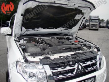 Упор капота MV-Tuning (двойной) Mitsubishi Pajero 4 V80 дорестайлинг (2006-2011)