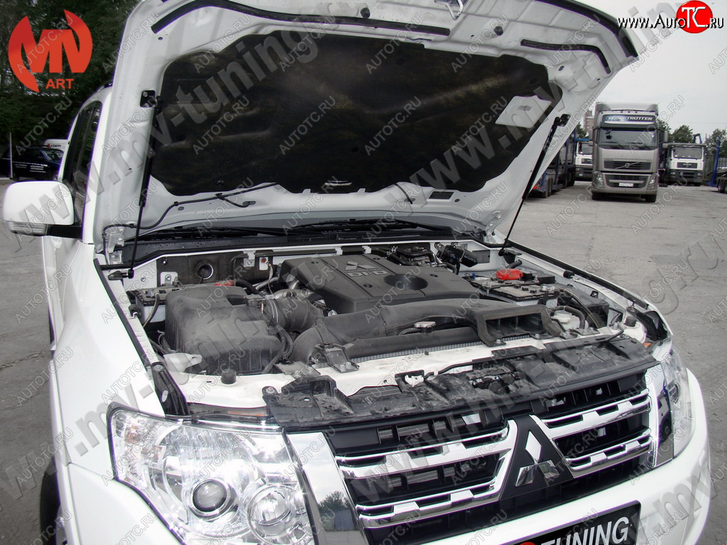 4 099 р. Упор капота MV-Tuning (двойной) Mitsubishi Pajero 4 V90 2-ой рестайлинг (2014-2020)  с доставкой в г. Краснодар