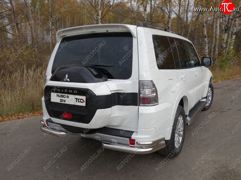 27 999 р. Защита заднего бампера (уголки двойные) ТСС 76,1/42,4 мм  Mitsubishi Pajero  4 V90 (2014-2020) 2-ой рестайлинг  с доставкой в г. Краснодар