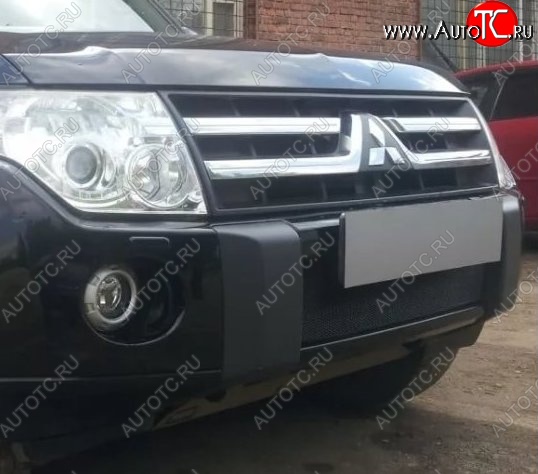 1 469 р. Защитная решётка в воздуховод автомобиля Russtal (черная)  Mitsubishi Pajero ( 4 V90,  4 V80) (2006-2011) дорестайлинг, дорестайлинг  с доставкой в г. Краснодар