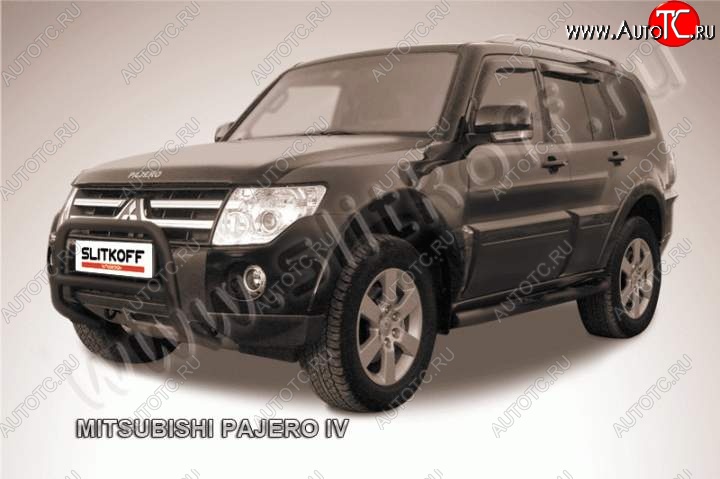 18 999 р. Кенгурятник d57 низкий Mitsubishi Pajero 4 V90 дорестайлинг (2006-2011) (Цвет: серебристый)  с доставкой в г. Краснодар