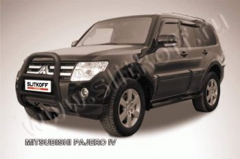 27 449 р. Кенгурятник d76 высокий Mitsubishi Pajero 4 V80 дорестайлинг (2006-2011) (Цвет: серебристый)  с доставкой в г. Краснодар. Увеличить фотографию 1