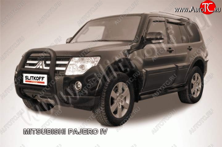 27 449 р. Кенгурятник d76 высокий Mitsubishi Pajero 4 V80 дорестайлинг (2006-2011) (Цвет: серебристый)  с доставкой в г. Краснодар