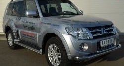 13 349 р. Защита порогов из круглой трубы диаметром 42 мм Russtal Mitsubishi Pajero 4 V90 дорестайлинг (2006-2011) (Защита порогов с со скосами на торцах (вариант 1))  с доставкой в г. Краснодар. Увеличить фотографию 7