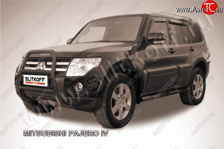 20 449 р. Кенгурятник d57 высокий Mitsubishi Pajero 4 V90 дорестайлинг (2006-2011) (Цвет: серебристый)  с доставкой в г. Краснодар