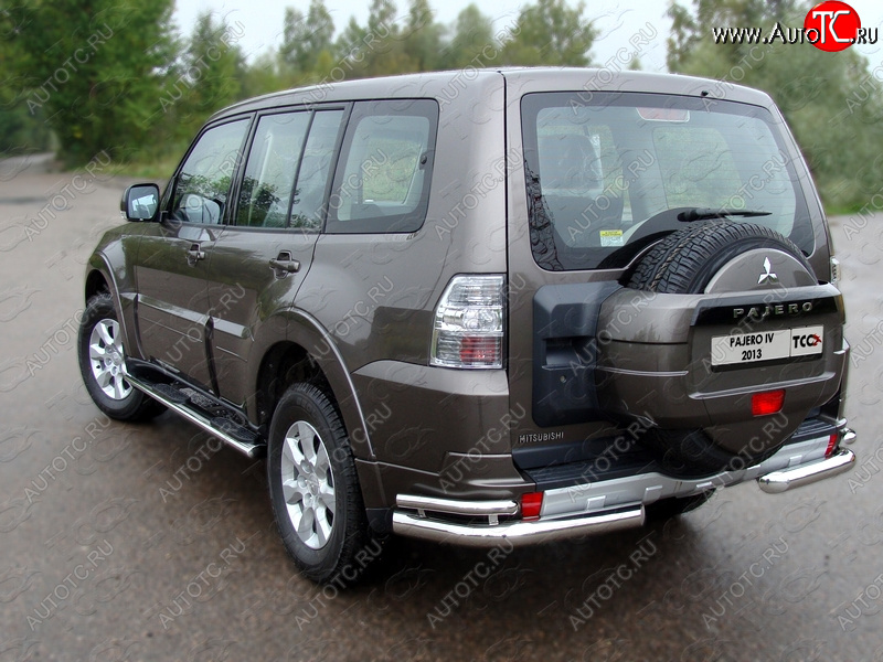 27 999 р. Защита заднего бампера (уголки двойные) ТСС 76,1/42,4 мм  Mitsubishi Pajero  4 V90 (2006-2011) дорестайлинг  с доставкой в г. Краснодар