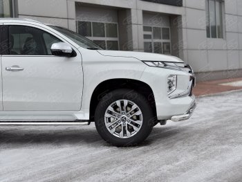 26 649 р. Защита переднего бампера (2 трубы Ø76 и 42 мм, нержавейка) SLITKOFF Mitsubishi Pajero Sport QF рестайлинг (2019-2022)  с доставкой в г. Краснодар. Увеличить фотографию 4