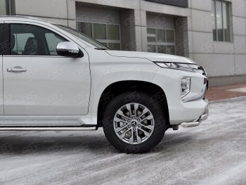 30 999 р. Защита переднего бампера SLITKOFF (Ø63 мм с уголками, нержавейка) Mitsubishi Pajero Sport QF рестайлинг (2019-2022)  с доставкой в г. Краснодар. Увеличить фотографию 4