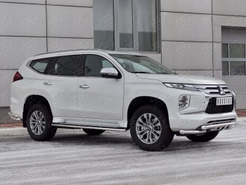 30 999 р. Защита переднего бампера SLITKOFF (Ø63 мм с уголками, нержавейка) Mitsubishi Pajero Sport QF рестайлинг (2019-2022)  с доставкой в г. Краснодар. Увеличить фотографию 3