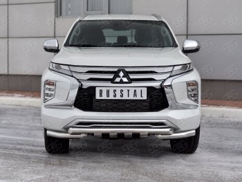 30 999 р. Защита переднего бампера SLITKOFF (Ø63 мм с уголками, нержавейка) Mitsubishi Pajero Sport QF рестайлинг (2019-2022)  с доставкой в г. Краснодар. Увеличить фотографию 2