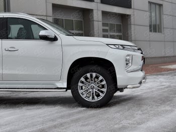 24 999 р. Защита переднего бампера (2 трубы Ø63 и 42 мм, нержавейка) SLITKOFF Mitsubishi Pajero Sport QF рестайлинг (2019-2022)  с доставкой в г. Краснодар. Увеличить фотографию 4