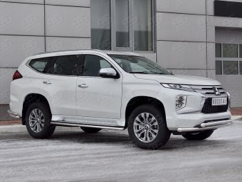 24 999 р. Защита переднего бампера (2 трубы Ø63 и 42 мм, нержавейка) SLITKOFF Mitsubishi Pajero Sport QF рестайлинг (2019-2022)  с доставкой в г. Краснодар. Увеличить фотографию 3