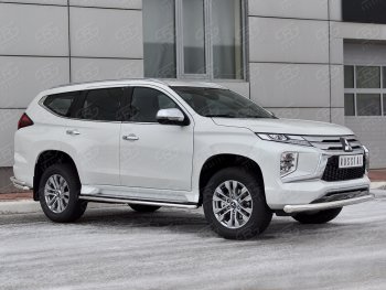 20 999 р. Защита переднего бампера (Ø76 мм, нержавейка) SLITKOFF Mitsubishi Pajero Sport QF рестайлинг (2019-2022)  с доставкой в г. Краснодар. Увеличить фотографию 3