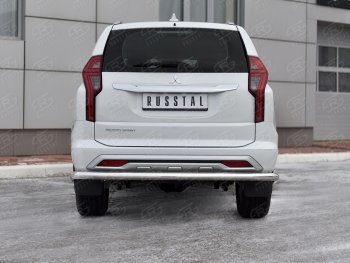 17 499 р. Защита заднего бампера SLITKOFF (Ø63 мм секции, нержавейка)  Mitsubishi Pajero Sport  QF (2019-2022) рестайлинг  с доставкой в г. Краснодар. Увеличить фотографию 2