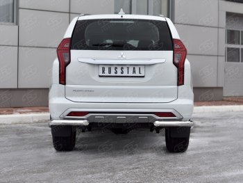 17 999 р. Защита заднего бампера (Ø63 мм уголки, нержавейка) SLITKOFF Mitsubishi Pajero Sport QF рестайлинг (2019-2022)  с доставкой в г. Краснодар. Увеличить фотографию 4