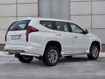 Защита заднего бампера (Ø76 мм уголки, нержавейка) Mitsubishi Pajero Sport QF рестайлинг (2019-2022)