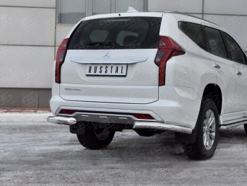 17 699 р. Защита заднего бампера (Ø76 мм уголки, нержавейка) Mitsubishi Pajero Sport QF рестайлинг (2019-2022)  с доставкой в г. Краснодар. Увеличить фотографию 4