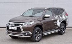 18 649 р. Защита переднего бампера (Ø63 мм, нержавейка) SLITKOFF Mitsubishi Pajero Sport QE дорестайлинг (2015-2021)  с доставкой в г. Краснодар. Увеличить фотографию 2