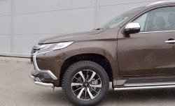 20 449 р. Защита переднего бампера (2 трубыØ63 мм, нержавейка) SLITKOFF Mitsubishi Pajero Sport QE дорестайлинг (2015-2021)  с доставкой в г. Краснодар. Увеличить фотографию 4