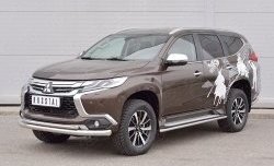 21 999 р. Защита переднего бампера (2 трубыØ76 и 42 мм, нержавейка) SLITKOFF  Mitsubishi Pajero Sport  QE (2015-2021) дорестайлинг  с доставкой в г. Краснодар. Увеличить фотографию 2