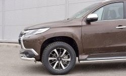 21 999 р. Защита переднего бампера (2 трубыØ76 и 42 мм, нержавейка) SLITKOFF  Mitsubishi Pajero Sport  QE (2015-2021) дорестайлинг  с доставкой в г. Краснодар. Увеличить фотографию 4