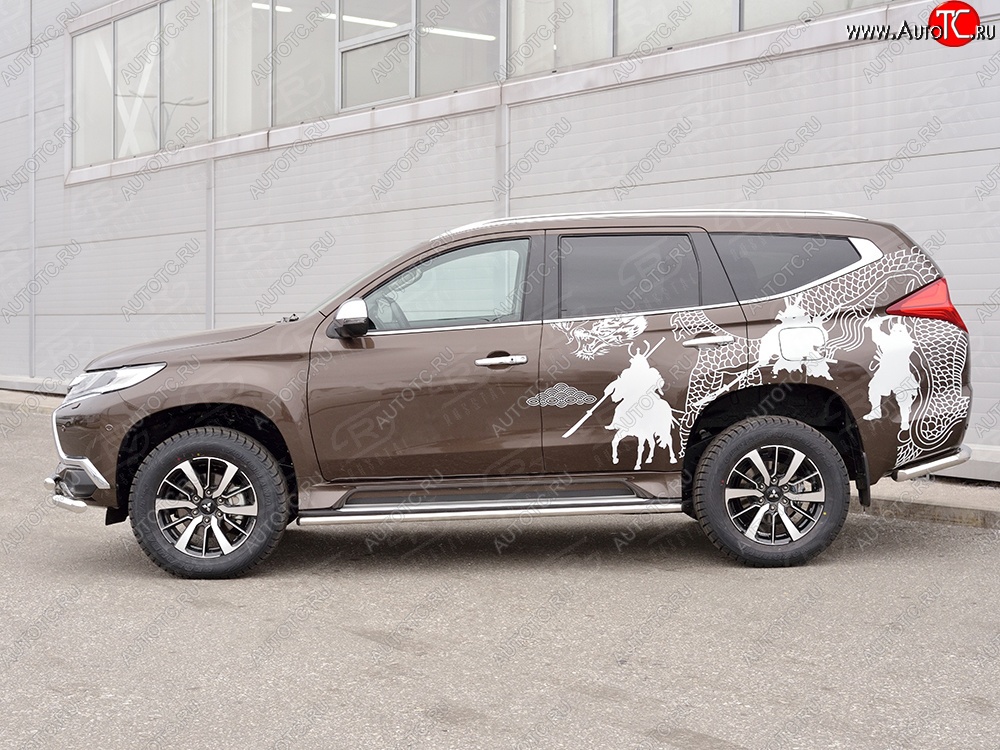 17 299 р. Защита порогов из круглой трубы диаметром 42 мм SLITKOFF  Mitsubishi Pajero Sport  QE (2015-2021) дорестайлинг  с доставкой в г. Краснодар