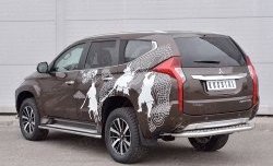 24 999 р. Защита заднего бампера (Ø63 мм, нержавейка) SLITKOFF Mitsubishi Pajero Sport QE дорестайлинг (2015-2021) (лист - алюминий, профиль - нержавейка)  с доставкой в г. Краснодар. Увеличить фотографию 2