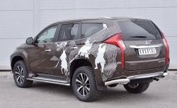 14 449 р. Защита заднего бампера (Ø76 мм уголки, нержавейка) SLITKOFF  Mitsubishi Pajero Sport  QE (2015-2021) дорестайлинг  с доставкой в г. Краснодар. Увеличить фотографию 2