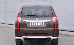 Защита заднего бампера (Ø76 мм уголки, нержавейка) SLITKOFF Mitsubishi (Митсубиси) Pajero Sport (Паджеро)  QE (2015-2021) QE дорестайлинг