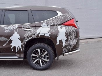 24 999 р. Защита заднего бампера (Ø63 мм, нержавейка) SLITKOFF  Mitsubishi Pajero Sport  QE (2015-2021) дорестайлинг (лист - нержавейка, профиль - нержавейка)  с доставкой в г. Краснодар. Увеличить фотографию 2