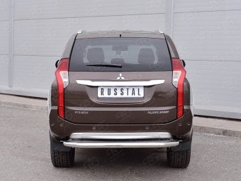 24 999 р. Защита заднего бампера (Ø63 мм, нержавейка) SLITKOFF  Mitsubishi Pajero Sport  QE (2015-2021) дорестайлинг (лист - нержавейка, профиль - нержавейка)  с доставкой в г. Краснодар. Увеличить фотографию 3