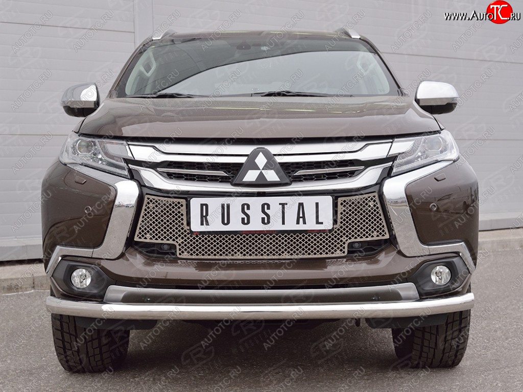 4 299 р. Сетка нижнего воздухозаборника (нержавеющая сталь) Russtal Mitsubishi Pajero Sport QE дорестайлинг (2015-2021)  с доставкой в г. Краснодар