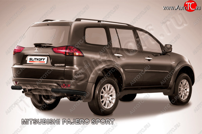 4 999 р. Защита заднего бампера (уголки, сталь окрашенная, Ø57 мм)  Mitsubishi Pajero Sport  PB (2008-2013) дорестайлинг (Цвет: серебристый)  с доставкой в г. Краснодар