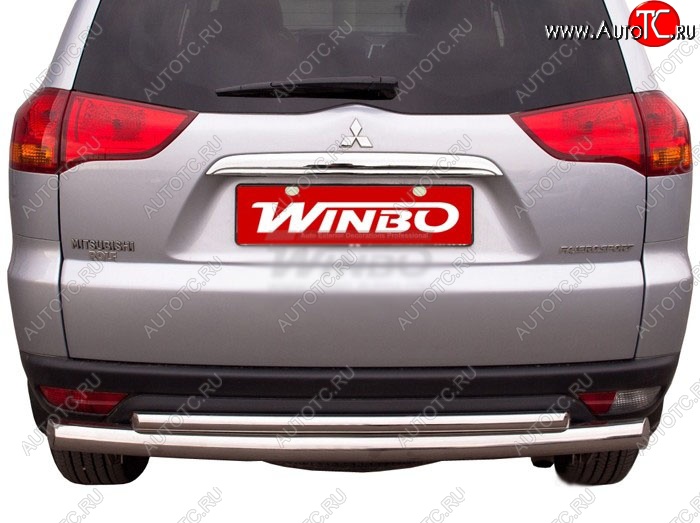 13 249 р. Защита заднего бампера WINBO (Ø76 и 42 мм, нержавейка)  Mitsubishi Pajero Sport  PB (2008-2013) дорестайлинг  с доставкой в г. Краснодар