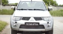 2 179 р. Защитная сетка решетки переднего бампера РА Mitsubishi Pajero Sport PB дорестайлинг (2008-2013)  с доставкой в г. Краснодар. Увеличить фотографию 2