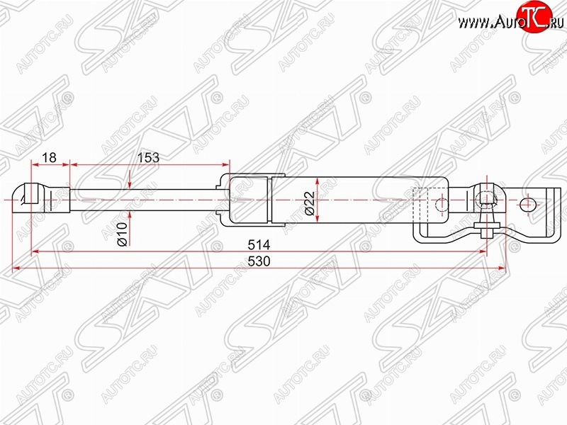 1 249 р. Газовый упор крышки багажника SAT  Mitsubishi Pajero Sport  PB (2008-2013) дорестайлинг  с доставкой в г. Краснодар