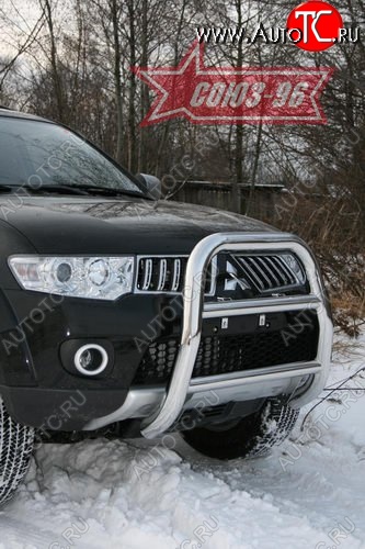 16 739 р. Защита переднего бампера Souz-96 (d76) Mitsubishi Pajero Sport PB дорестайлинг (2008-2013)  с доставкой в г. Краснодар